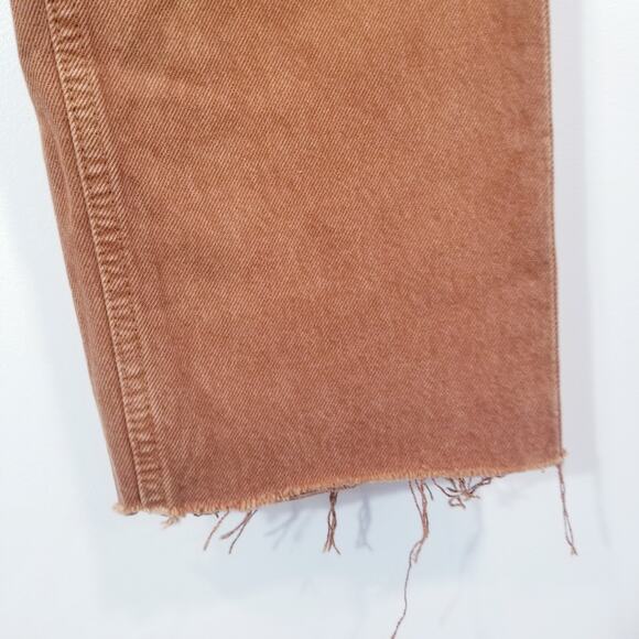 Re/Done 70s Ultra High Rise Stove Pipe Brown Jeans Frayed Hem Button Fly - Picture 14 of 16